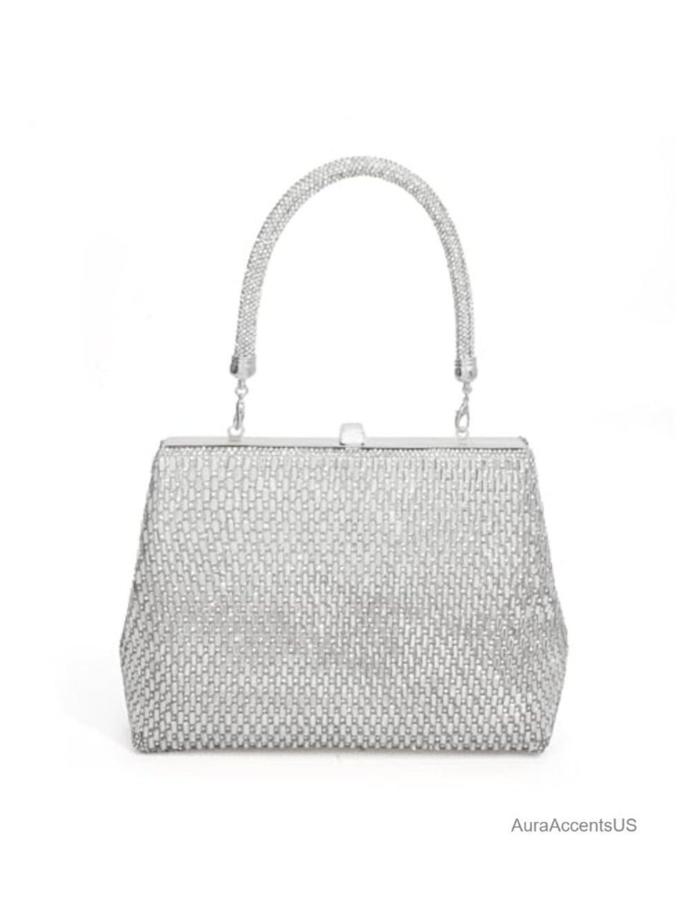 Rhinestone Evening Clutch Purse with Detachable Chain - Bridal Prom Party